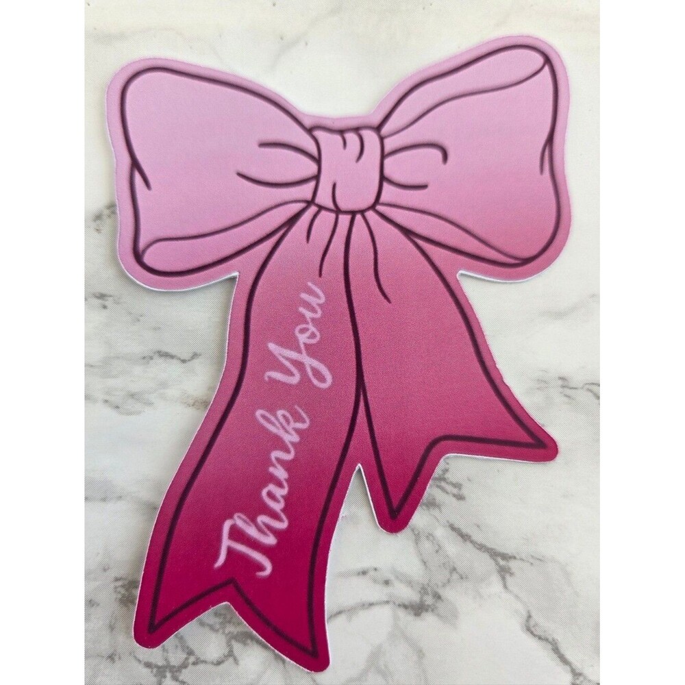 50 Pink Bow Thank You Cards | Cute Gift Packaging Decoration